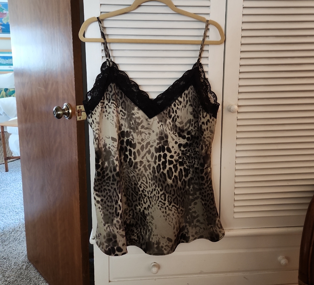 Tracy Porter Black and Cream Animal Print Cami